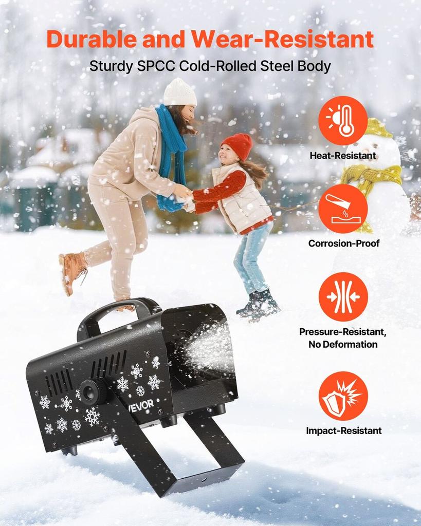 Snow Machine, Powerful 1500W, Handheld/Hanging Snow Maker, Wireless Remote Control, Snowflake Maker with 5L Fluid Tank, Snowflake Making Machine for