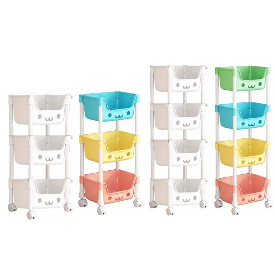 Четырехъярусная тележка для хранения с колесами на 360 градусов. Прочная конструкция. Прочная несущая нагрузка. Тележка для хранения игрушек. Книжная полка. Стеллаж для закусок.