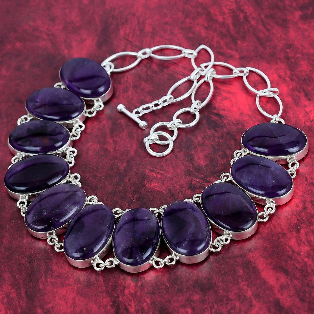 Star Amethyst Gemstone 925 Solid Sterling Silver Adjustable Chain Necklace, Handmade Brand New Jewelry, For Anniversary Gift