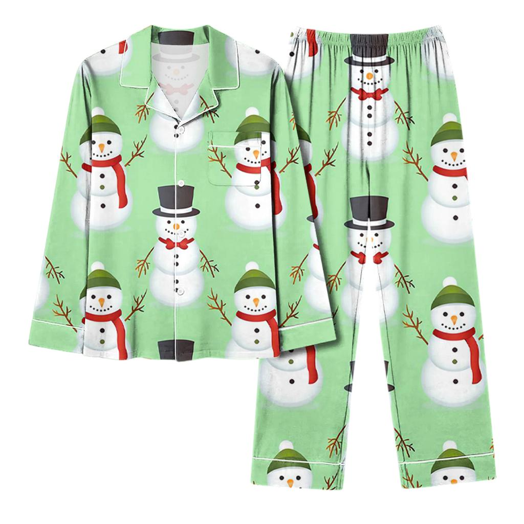 Женский повседневный модный комплект для дома с длинным рукавом и брюками с рождественским принтом