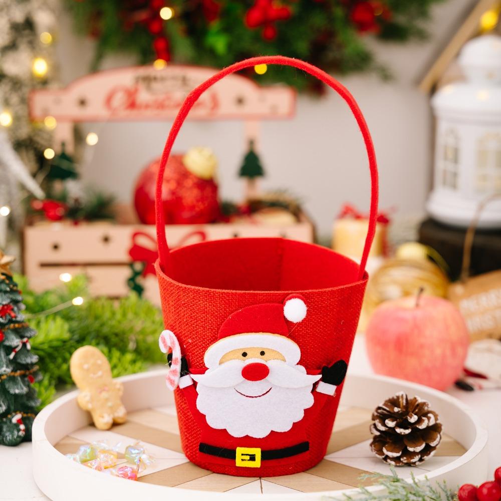 Snowman Elk Christmas Bucket Handbag Large Capacity Delicate Cartoon Candy Bag Funny Reusable Santa Claus Bag Xmas Gifts