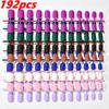 192Pcs Colorful Matte Short Square Press On Nails 8 Colors Short Round Full Cover Flase Nails Summer Acrylic Finger Nails 1*file