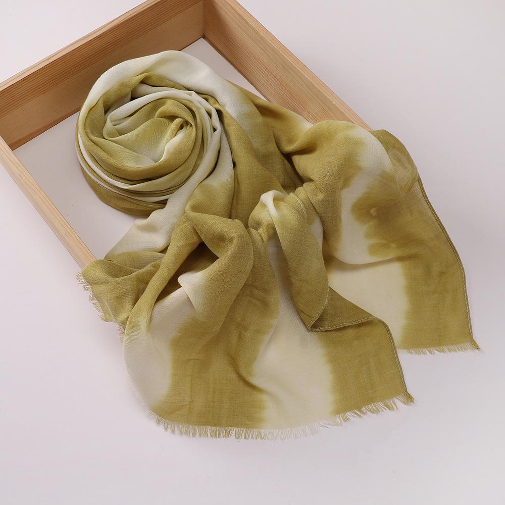 Muslim Tie-Dye Cotton Rayon Modal Hijab Long Scarf Islam Hijabs for Women's Turbans Soft Lightweight Head Wrap Scarf