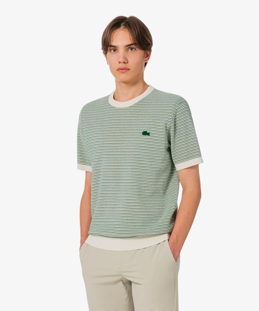 LACOSTE Мужской пуловер с коротким рукавом и круглым вырезом в мультиполоску Ah307E-56G 132