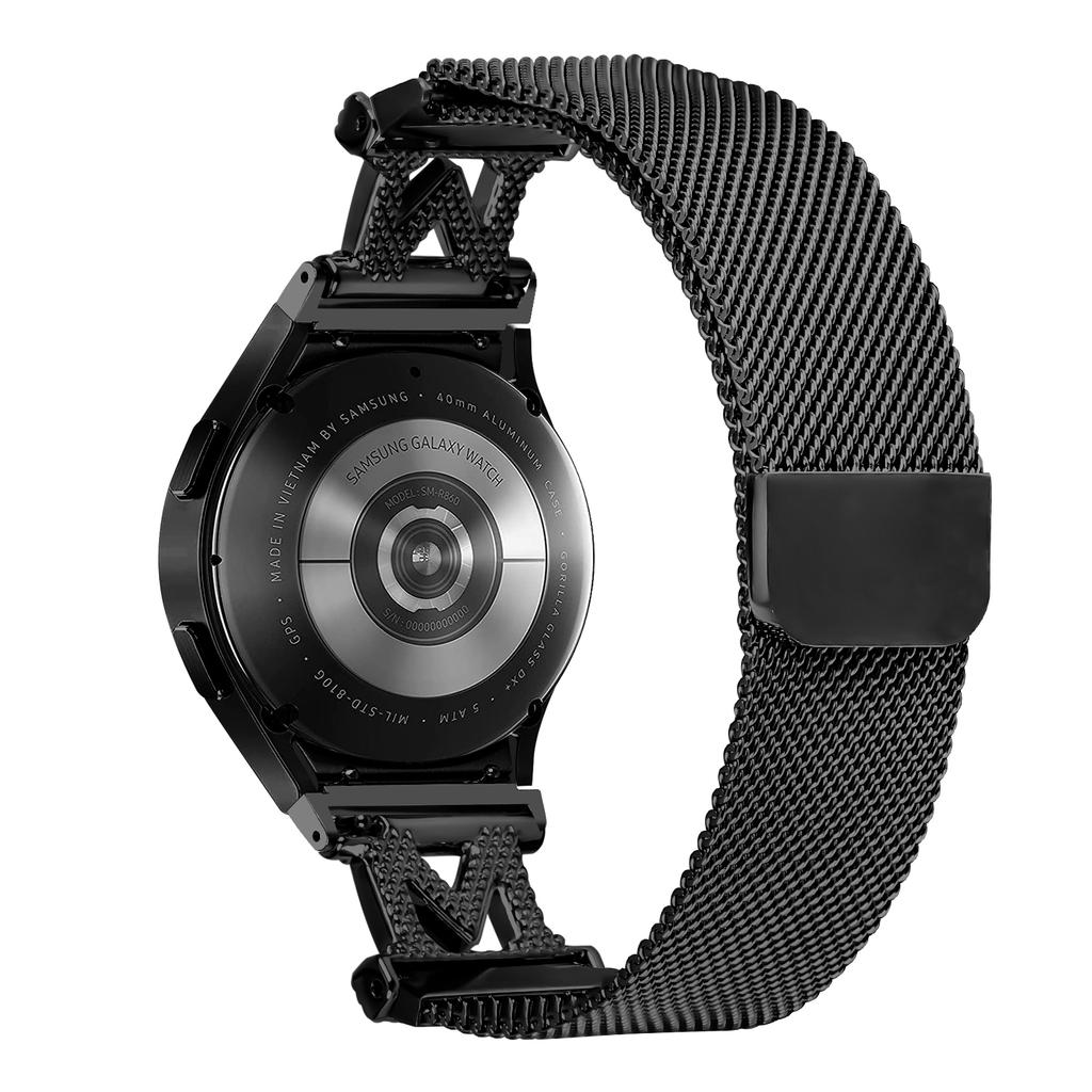 Металлический ремешок с коннектором для Samsung Galaxy Watch 5 Pro/5/5 Active/4/4 Active/4 Classic миланский ремешок для часов M-типа с украшением из страз