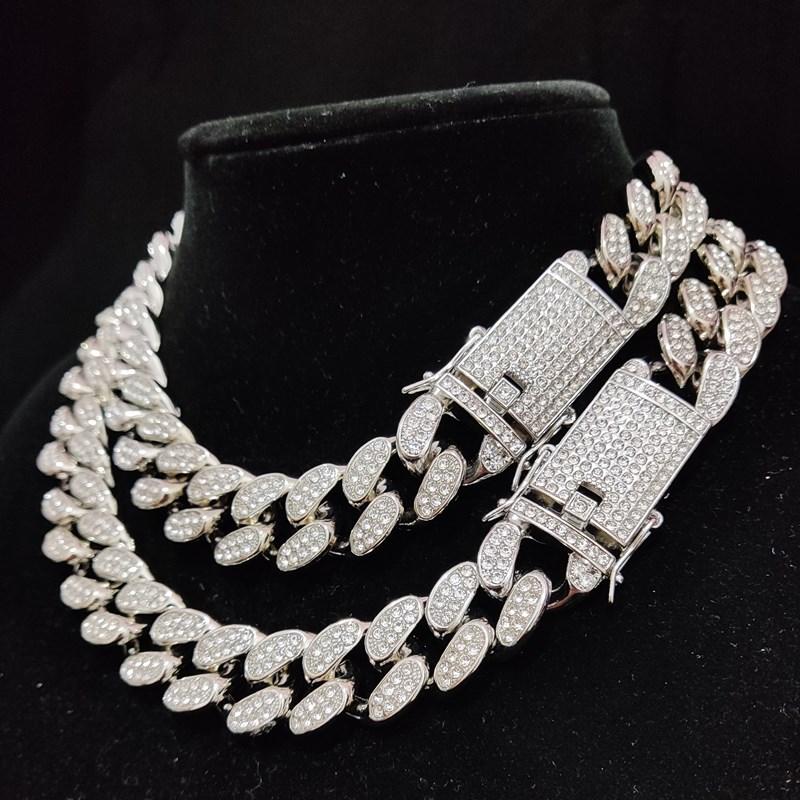 Iced Out Bling Bling Chain ожерелье высокого качества шириной 20 мм Miami Cuban Chain Hiphop ожерелья модные очаровательные ювелирные изделия