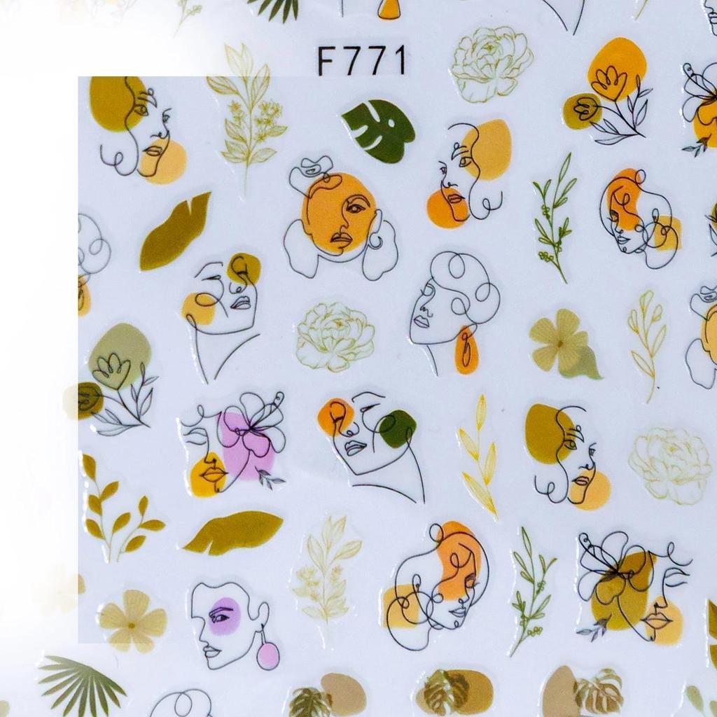 Красочные абстрактные волнистые линии 3D наклейки для дизайна ногтей цветок цветочный лист наклейки для ногтей украшения для ногтей