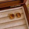 Amber Coffee French Retro Luxury Earrings - Women's Elegant Studs with Niche Design