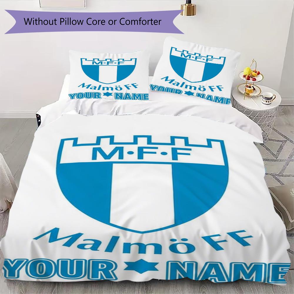 Custom Name Malmo FF Pattern Bedding uilt Set uilt Cover Pillowcase Home Decoration Birthday Gift (1*duvet cover+2*pillowcase without core)