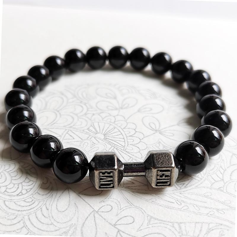 S460 hot-selling jewelry, volcanic stone bracelet, lava bracelet, metal dumbbell accessories, Yiwu small commodities