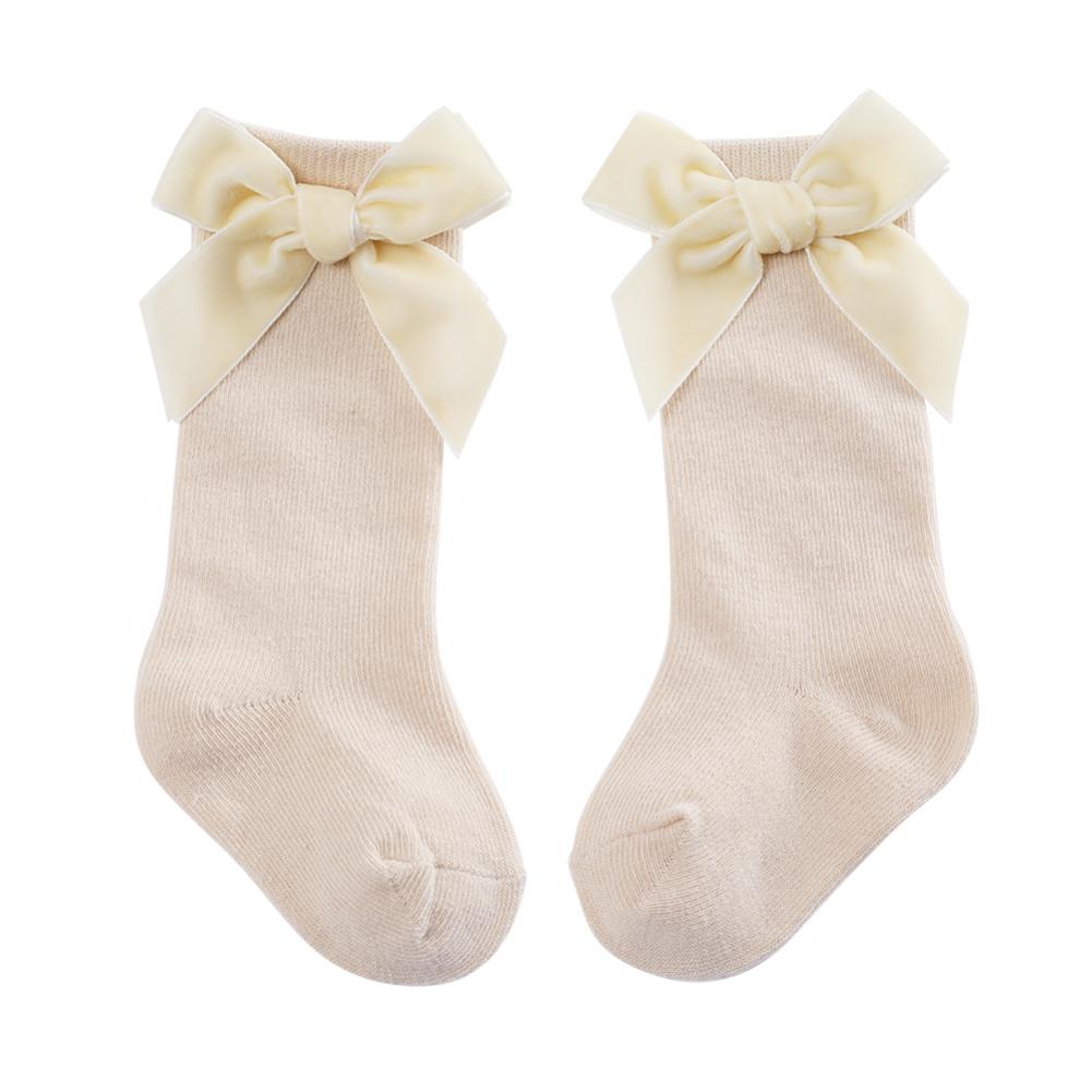Носки для девочек Носки принцессы с бантом Гольфы для младенцев Носки до колена Тонкие хлопковые носки для новорожденных