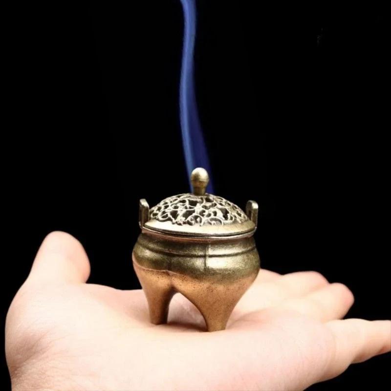Горизонтальная бытовая ретро антикварная маленькая курильница для благовоний из агарового дерева с тремя ножками, горелка для ароматерапии с микропластинками