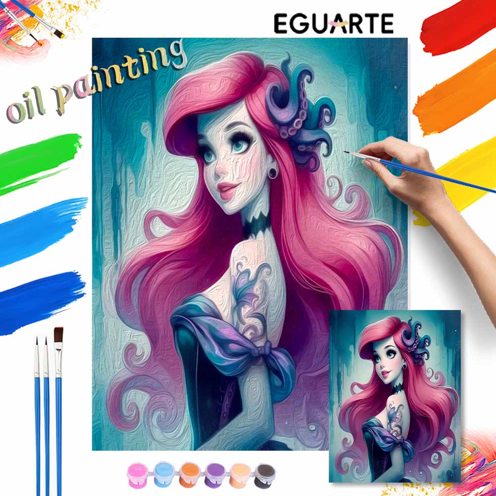 Disney DIY Oil Painting Kits Little Mermaid Portrait Hand Painting Home Decor Craft Gift Ideas For Unique Wall Art Home Decoration Decor