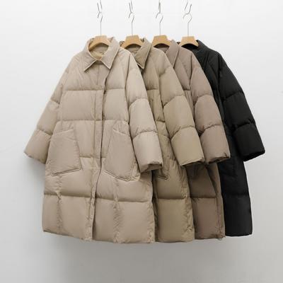 Feather 90 White Duck Down New National Standard Женская простая однотонная утолщенная средняя и длинная пуховая куртка для женщин