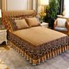 Luxury Wedding Bedding Set Super Soft Crystal Velvet Fleece Lace Ruffles Quilted Bed Skirt Mattress Cover Bedspread Pillowcases
