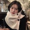 Twist Button Warm Winter Scarf for Women All Match Casual Neck Scarf for Cycling Cold Protection  Neck Protection  Warm Knitted Scarf Korea
