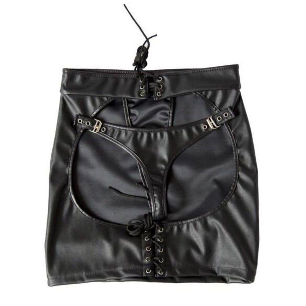 Мини-юбка из искусственной кожи на шнуровке, фетиш с открытыми бедрами, бондаж, клубная одежда, новинка