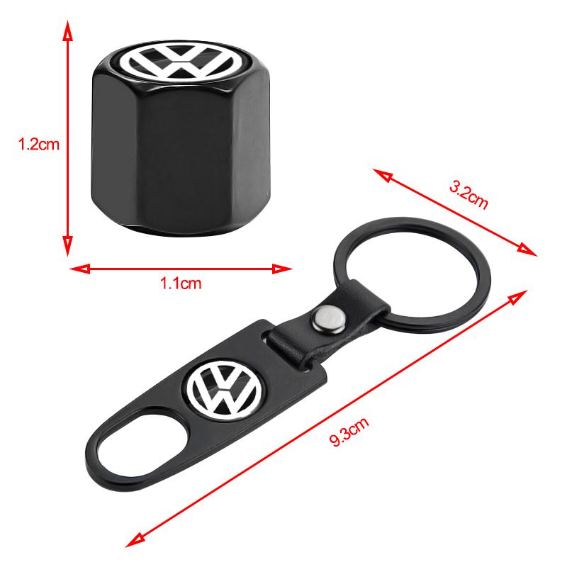 VEMZG1 5Pcs Metal Wheel Air Valve Covers Tire Valve Stem Caps with Keychain for VW CC Golf 6 7 GTI Tiguan B5 B6 B7 MK5 Passat OEM 3B7