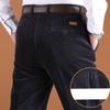 Mens Corduroy Pants Winter Casual Pants Straight Stretch Thick