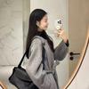 Серое шерстяное пальто в корейском стиле: Осенне-зимняя коллекция 2025 года: Маленький шерстяной кейп в стиле Хепберн с поясом