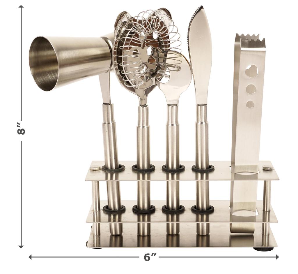 Trifri Барный набор инструментов, набор для бармена с подставкой, 5 предметов, наборы для бара из нержавеющей стали для домашнего бармена, набор оборудования для смешивания напитков