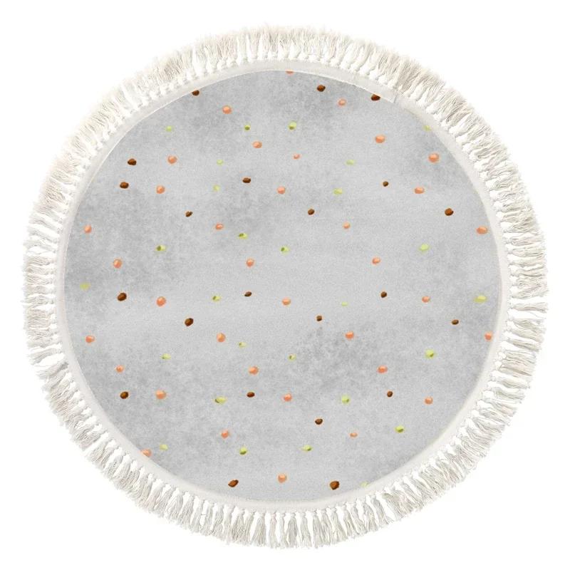 Round Carpet for Children's Room Mat Home Decor Bedroom Decoration Children Rug Kids Cute Cartoon Tassel Mats Machine Washable