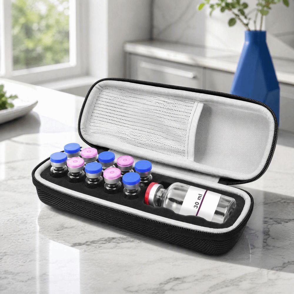 Reusable Insulin Vial Carrying Case Precut Foam Slot Peptide Storage Organizer Home Use