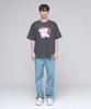 GRAVER [Unisex] Spray Bear Big Cloud Smile Short Sleeve T-Shirt_Charcoal