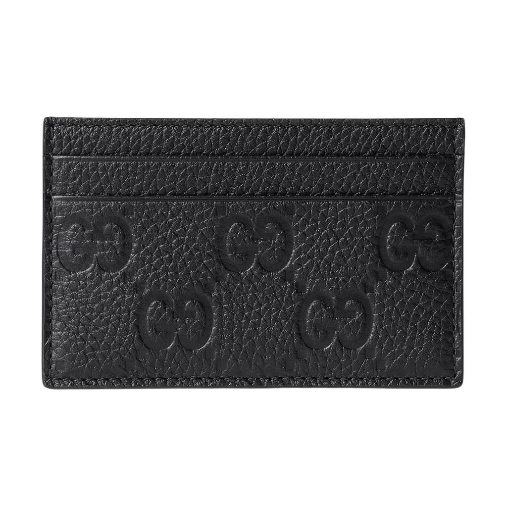Gucci Кожаный держатель для карт с тиснением логотипа GG Monogram Мужские аксессуары Черный 835151-AAE51-1000