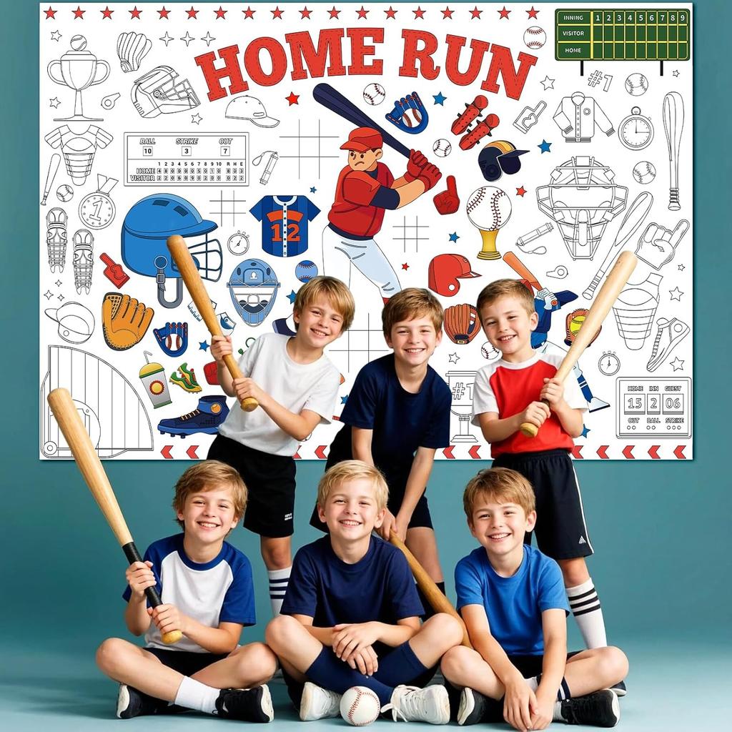Baseball Giant Coloring Poster Baseball Large Versatile Drawing Paper Coloring DIY Tablecloth Decorations for Kids Adult Sport Themed Art Craft Table