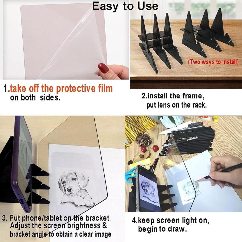 Portable Optical Tracing Drawing Board Projection Sketch Tool Compatible with Smartphones Tablets Drawing Learning Toy for Kids