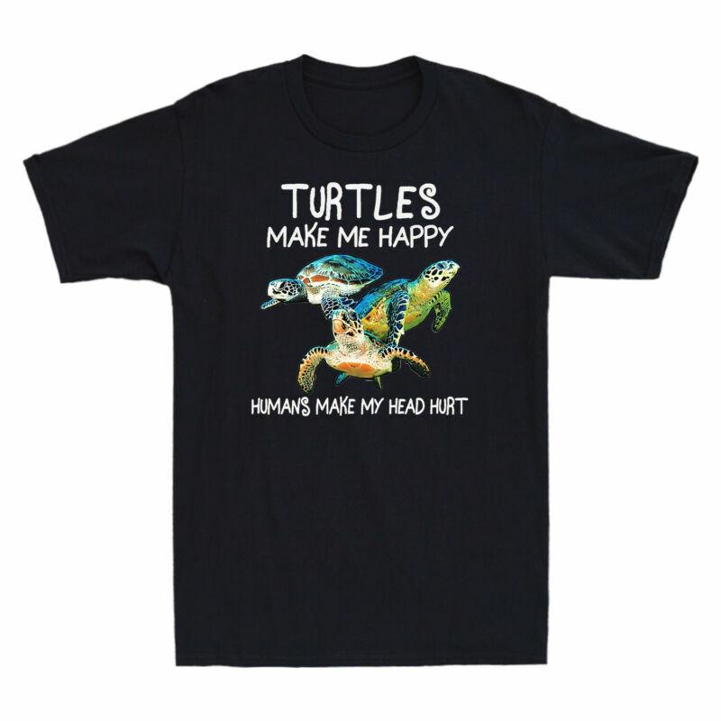 Turtles Make Me Happy Huunisexs Make My Head Hurt Funny Ocean Sea Turtle Tshirt