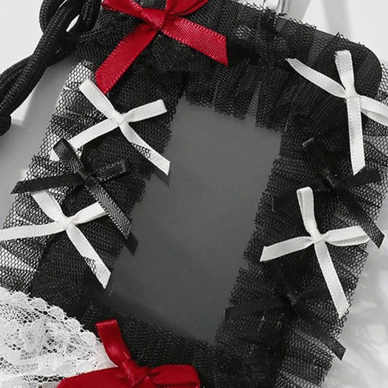 Элегантный Держатель для Бейджа Готский Бант Брелок Бусины Кружево Шарм для Карты Аксессуар Альтернативная Мода Брелок