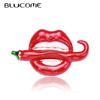 Sexy Red Lips and Chili Shape Brooch Enamel Alloy Button for Women Collar Hat Fashion Pins Accessories Jewelry