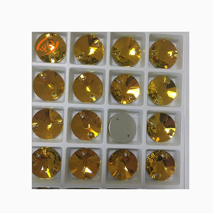 Topaz Gold Glass Sew on Stones Fancy Rivilo Oval Triangle Oval Flat Back Sew on Crystal Strass Beads for Garment Shoes
