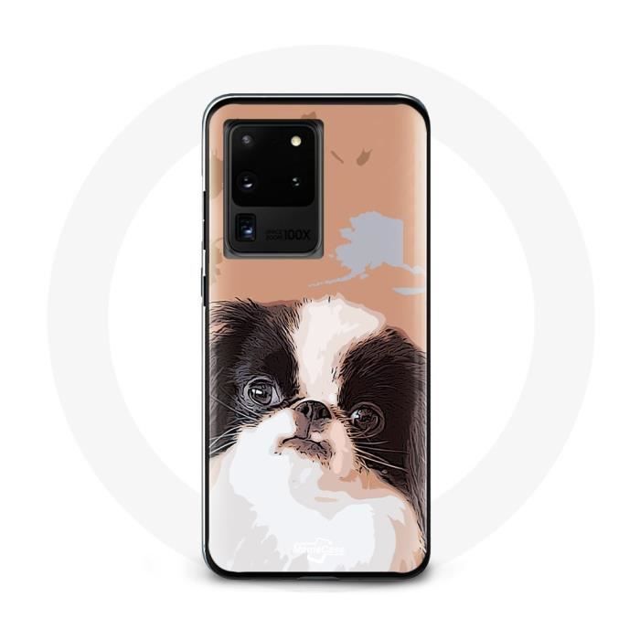 Coque pour Samsung Galaxy S20 Ultra Épagneul japonais Noir et Blanc Race de chiens