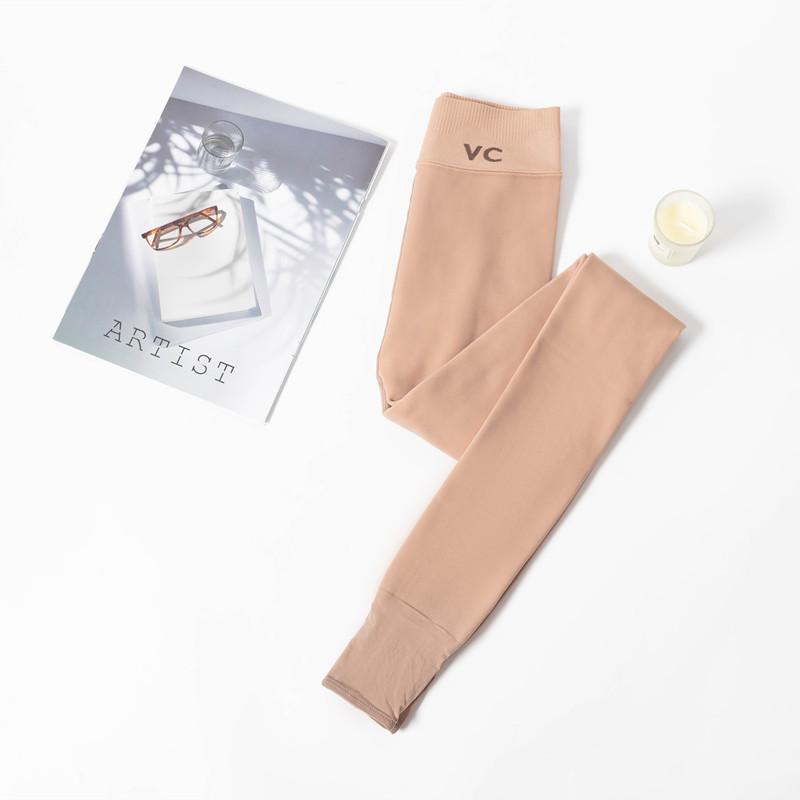 Теплые чулки с флисовой подкладкой, формирующие талию: Зимние женские красивые колготки, создающие эффект голых ног