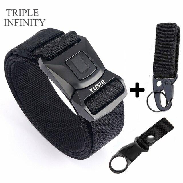 Новый мужской ремень для брюк, цинковый сплав, сменная пряжка, защитные мужские ремни для работы на открытом воздухе, быстросохнущий прочный нейлоновый повседневный вязаный ремень