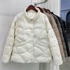 Winter Autumn Women Loose Padded Zipper Solid Color Jacket Stand Collar All Match Warm White Duck Down Coat