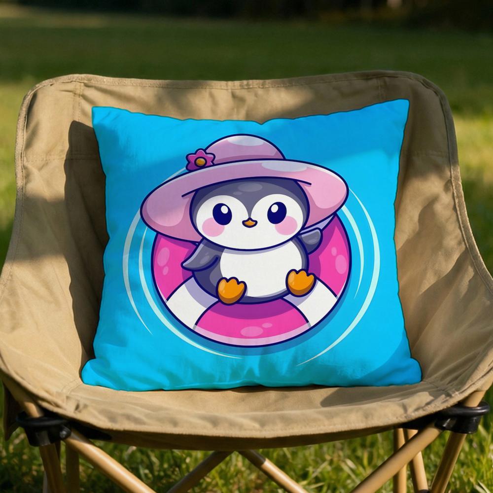 Cute Cartoon Penguin Cushion Cover Soft Reversible Durable Pillow Cover MultiScene Use for Home Car Daily Comfort