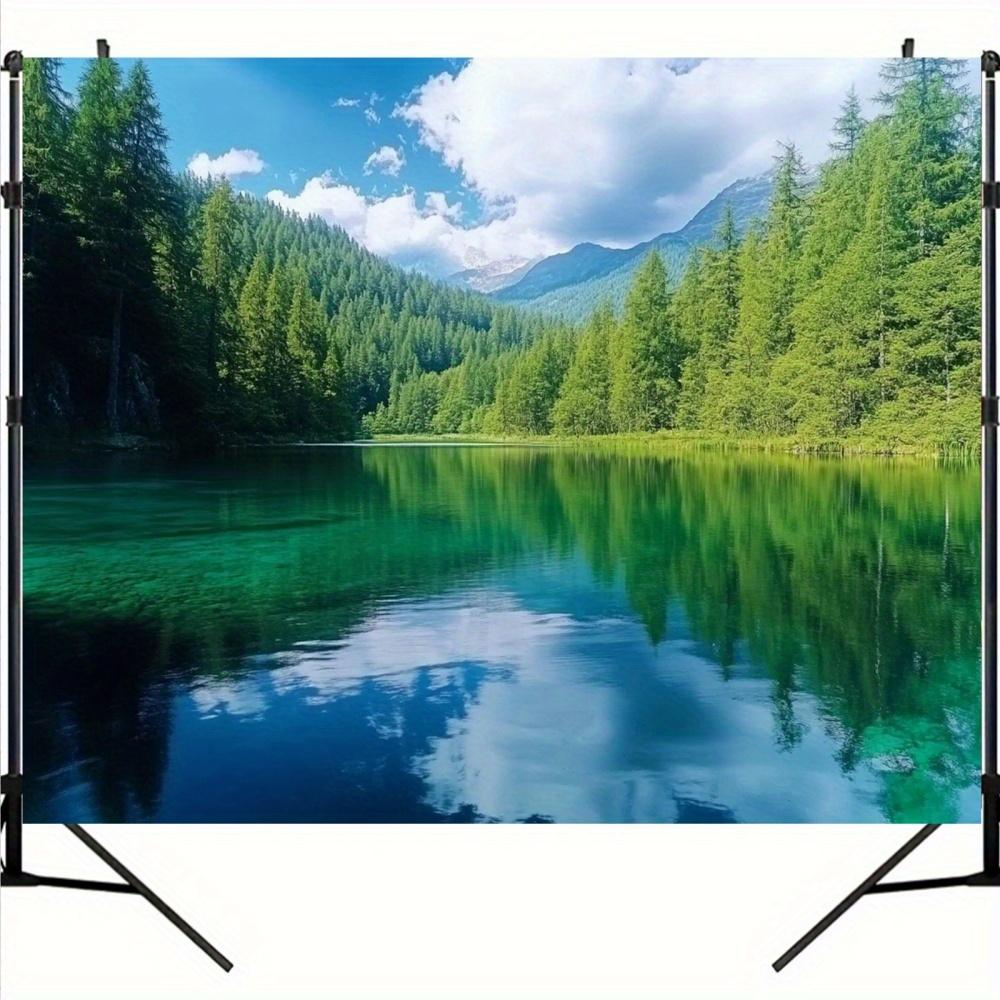 1 charming garden river photography background fabric - high-quality polyester fabric with bright turquoise water color