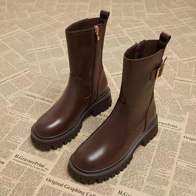 Кожаные ботильоны на платформе женские осенне-зимние челси женские короткие туфли с круглым носком ботильоны тренд 2025 дизайнерские роскошные ботинки