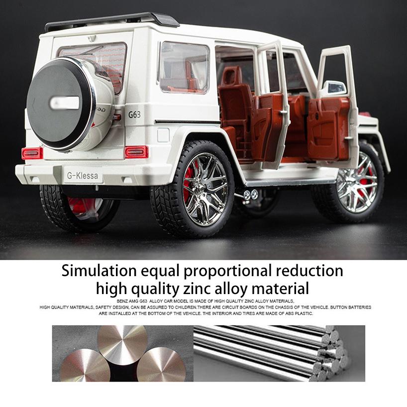 Масштаб 1/24 Benz G-KLESSA AMG G63, литая под давлением модель автомобиля, игрушечный автомобиль с откатным механизмом, звуком и светом для детей, коллекция подарков для мальчиков и девочек
