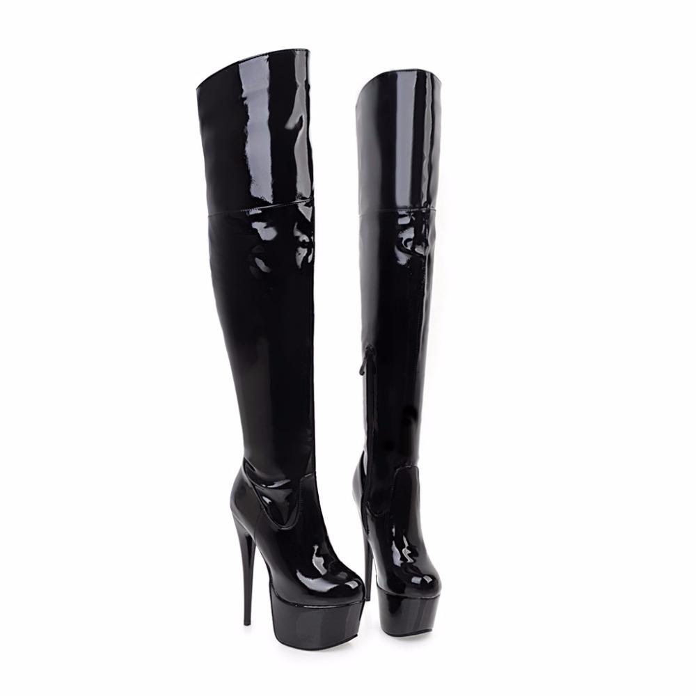 Red Over Knee Boots Women Extreme High Heel Platform Thigh High Boot Sexy Dance Nightclub Party Fetish Shoes Large Size 45 48