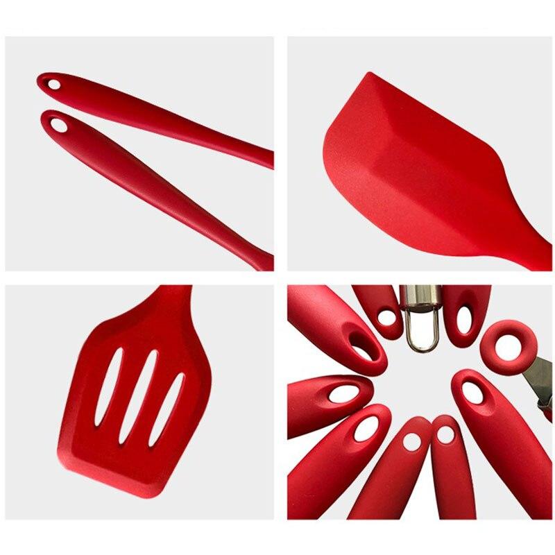 10Pcs Silicone Kitchenware Non-stick Cookware Spatula Shovel Kitchen Accessories Cooking Tool Utensils Set Ladle Egg Beaters