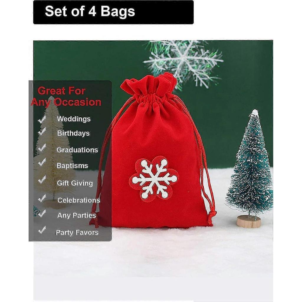 Set of 4 Christmas bags with drawstring