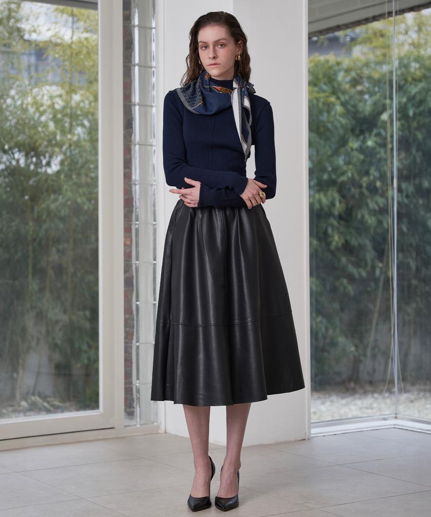 Leni And Mccoy Cut-Out Faux Leather Banding Skirt Mm10Sk470Fcy