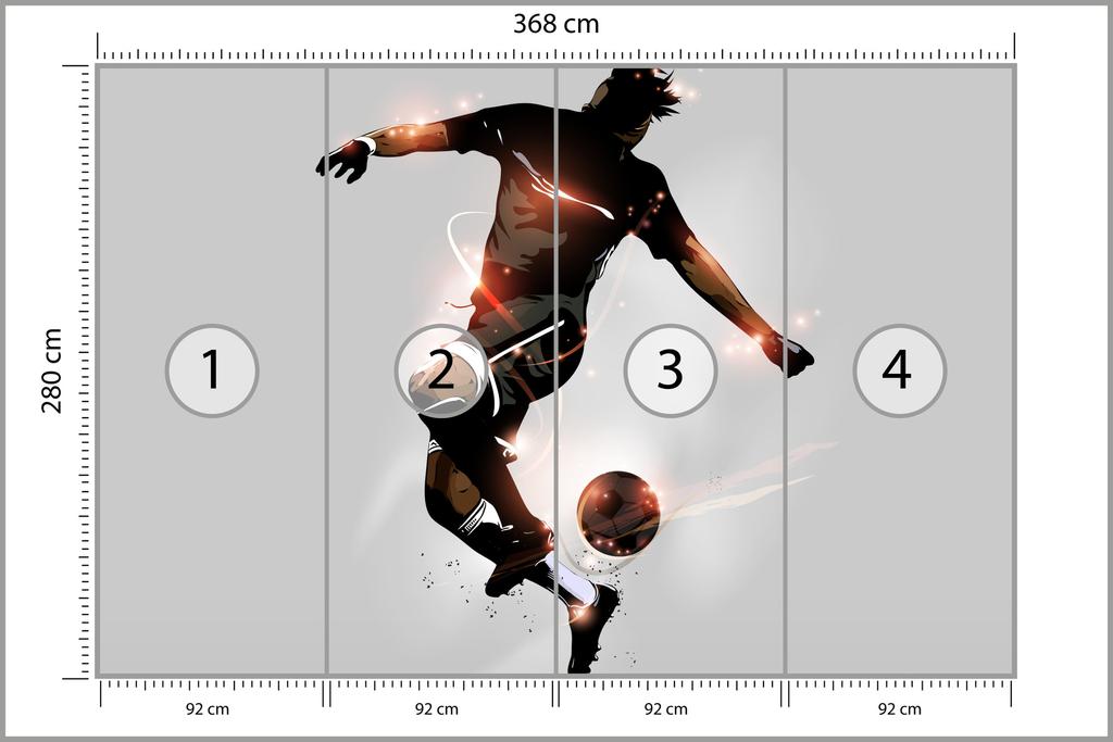 Photomural Abstract Soccer Player In Flight Self-Adhesive Mural 368x280