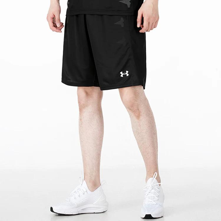 Under Armour All Over Print Loose Fit Short Sleeve Training Knit Shorts Casual Sports Set Unisex Sets Black 21500531-001+21500206-001