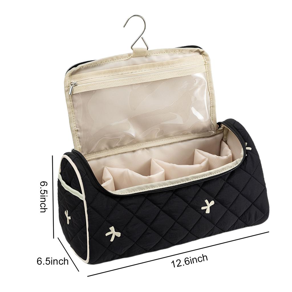 Quilted Travel Case with Hanging Hook Portable Storage Bag Large Capacity Cute Portable Storage Case for Hair Curler Accessories